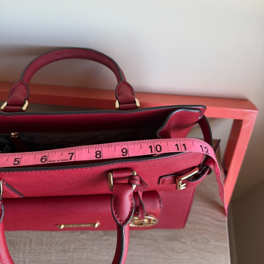 Michael‎ Kors Georgia Red Leather Large Zipper Front Snap Satchel Tote Bag EUC - Picture 8 of 12